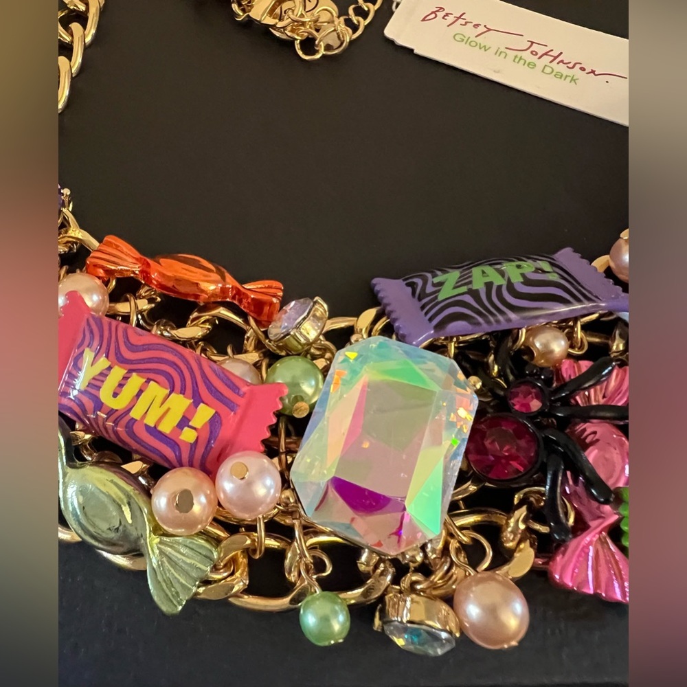 Betsey Johnson Gold Necklace with Multicolor Candy Charms - Picture 14 of 16